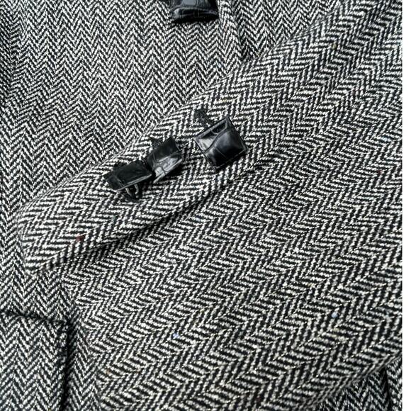 Les Copains Black White Herringbone Metallic Wool Blazer Women's size 42 Italian - Picture 11 of 11